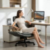 Criss Cross Chair with Adjustable Armrests & Wheels & Headrest, Lounge Vanity Desk Chair with Wide Seat for Cross-Legged Sitting, Swivel Task Office Chairs for Home, Makeup, Gaming, Office - Image 8
