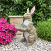 Magnesium Oxide Bunny Statue Holding Decor Hand-Painted Rabbit Sculpture Garden Lawn Ornament - Image 2