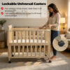 Solid Wood Baby Bassinets Wooden Bedside Bassinet Portable Mini Baby Crib 3 Adjustable Heights With Mattress and Changing Shelf for Newborns - Image 7
