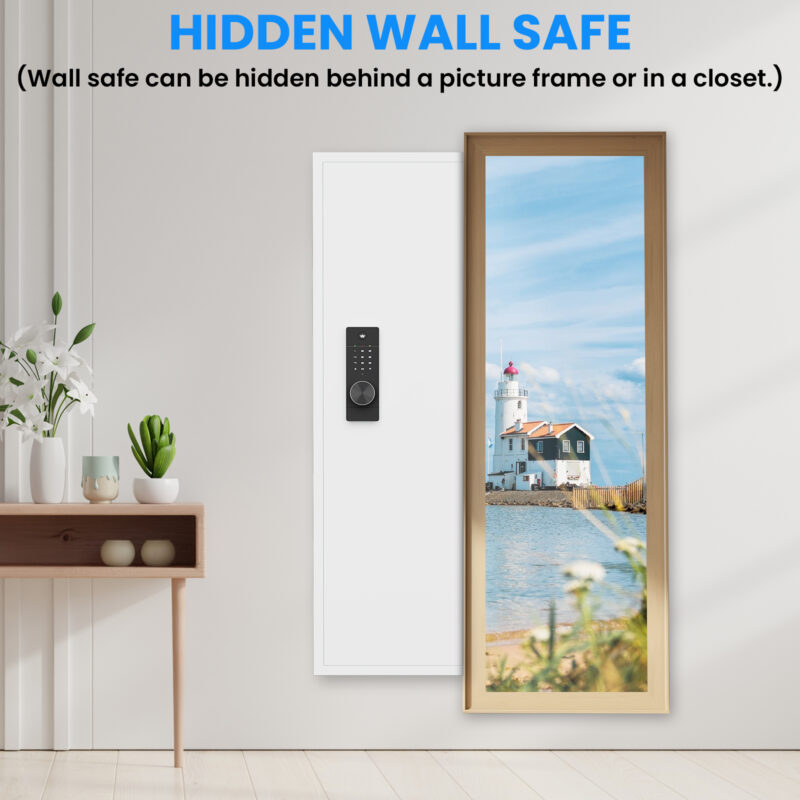 53" Passwod Touch Panel In-Wall Safe,Hidden Wall Gun Safe for Rifles with Adjustable Shelves,Assembled Storage Multifunctional Wall Safe for Firearm and Valuables - Image 11