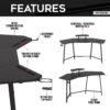 Techni Sport TS98D Gaming Desk with Shelf & Accessory Holders, Black - Image 2