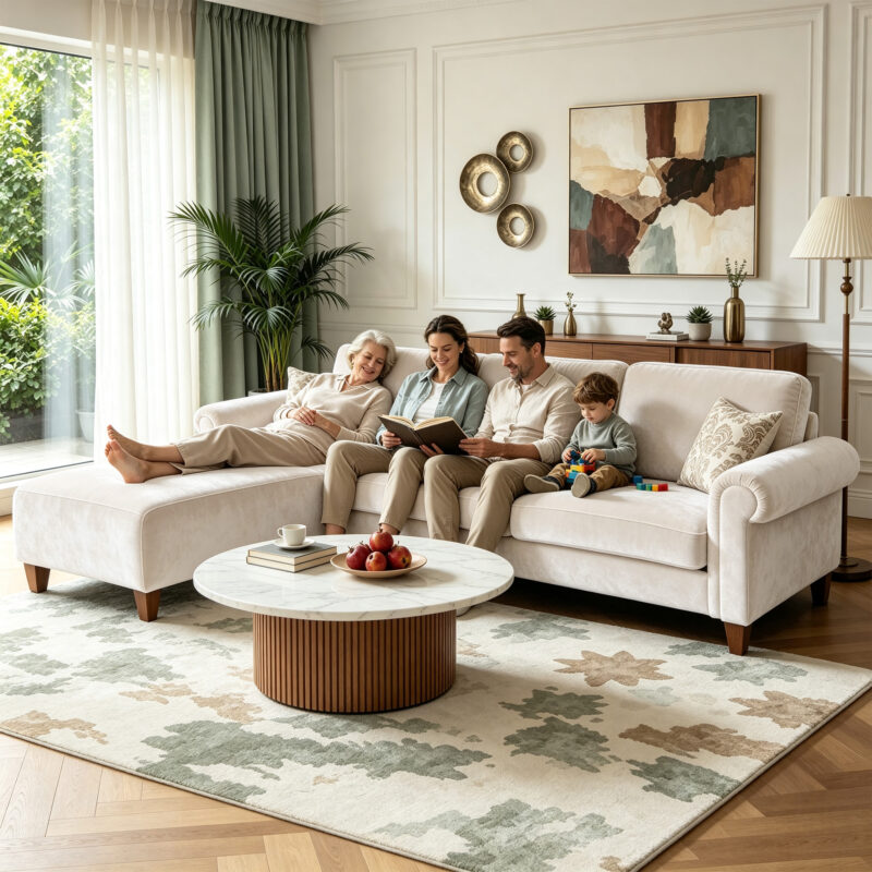 100" L-Shaped Sectional Sofa with Movable Ottoman for Living Room - Image 2
