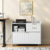 Mobile Office File Cabinet with Charging Station & Multi Drawers, Open Storage Compartment, for Home & Office Use