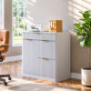 Freestanding Office File Cabinet with Built-in Tabletop Charging Station, Large Drawers, Cabinet Doors & Adjustable Inner Shelves, Multipurpose Storage Cabinet for Home & Office - Image 2