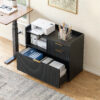 Mobile Office File Cabinet with Charging Station & Multi Drawers, Open Storage Compartment, for Home & Office Use - Image 10
