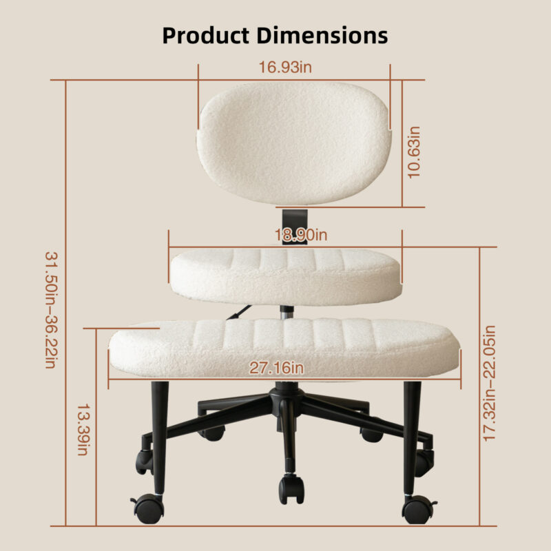 Ergonomic Office Chair – Multi-Position Cross Legged Design for Adults, Swivel Meditation & ADHD Fidget Desk Chair with Back Support & Rolling Base - Image 12