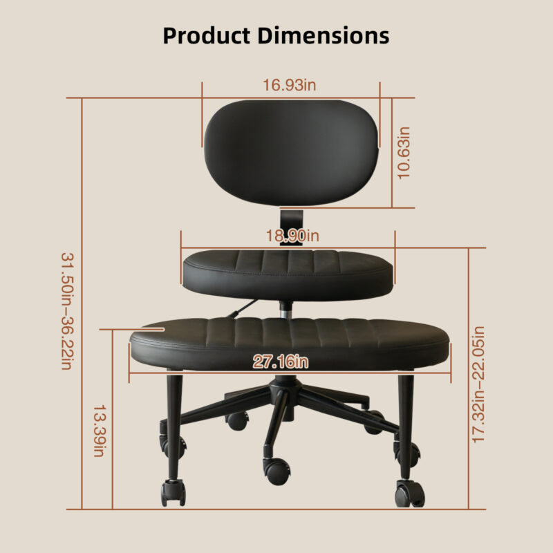 Ergonomic Office Chair – Multi-Position Cross Legged Design for Adults, Swivel Meditation & ADHD Fidget Desk Chair with Back Support & Rolling Base - Image 3