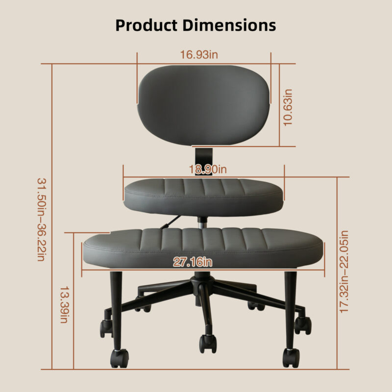 Ergonomic Office Chair – Multi-Position Cross Legged Design for Adults, Swivel Meditation & ADHD Fidget Desk Chair with Back Support & Rolling Base - Image 17