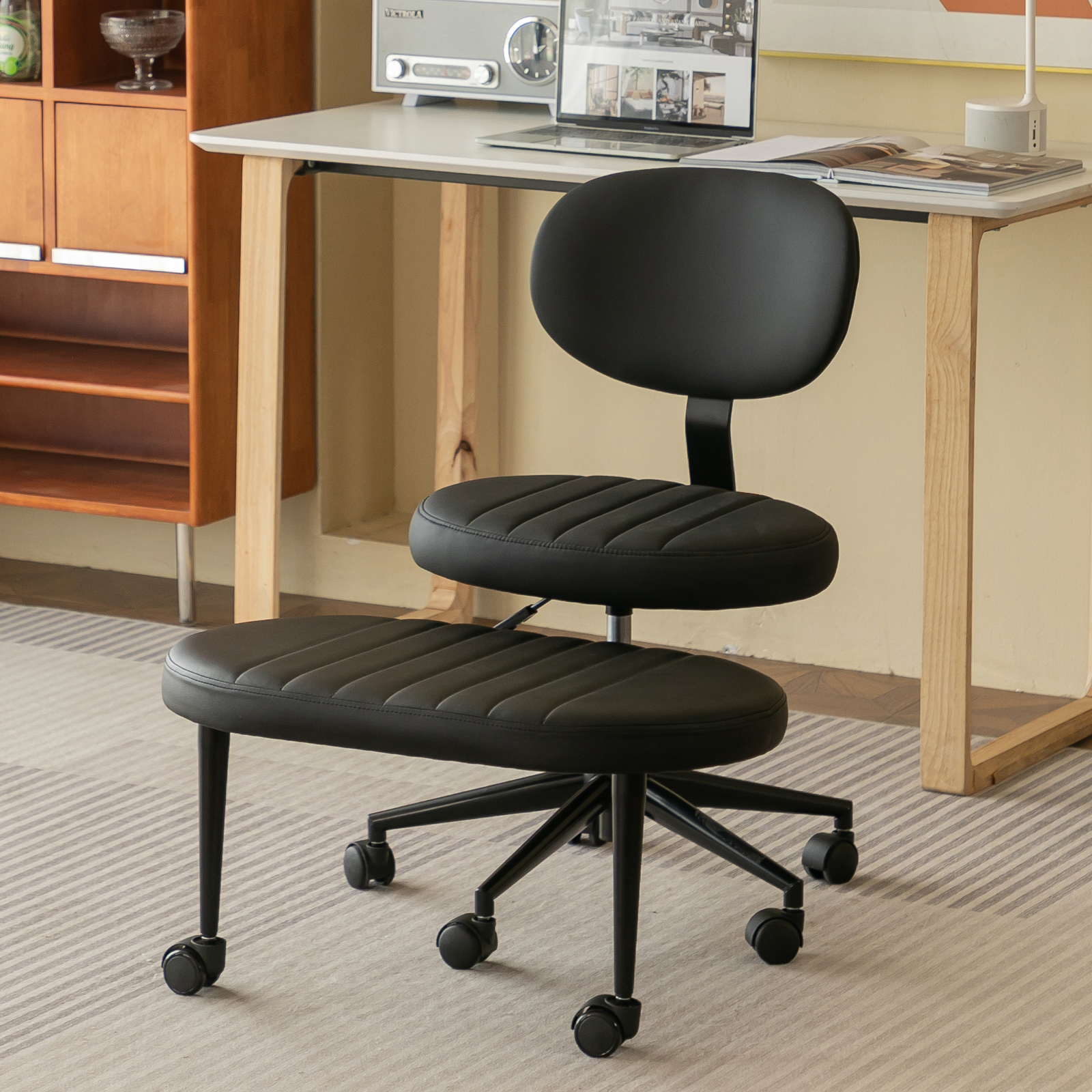 Lifestyle Main Image Ergonomic Office Chair – Multi-Position Cross Legged Design for Adults, Swivel Meditation & ADHD Fidget Desk Chair with Back Support & Rolling Base - Image 1