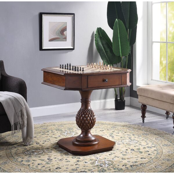 Bishop II Cherry Finish Reversible Chess Checker Game Table w/Game Tray