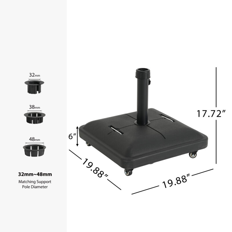Halea Outdoor 90-pound Square Black Umbrella Base with Wheels - Image 2