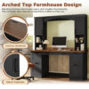 ON-TREND Farmhouse Arched Computer Desk with Hutch, Mid-Century Walnut Home Office Workstation with Charging Station & Keyboard Tray, All-in-One Writing Desk with File Drawer for Study, Office - Image 10
