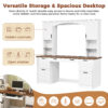 ON-TREND Farmhouse Arched Computer Desk with Hutch, Mid-Century Walnut Home Office Workstation with Charging Station & Keyboard Tray, All-in-One Writing Desk with File Drawer for Study, Office - Image 5