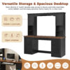 ON-TREND Farmhouse Arched Computer Desk with Hutch, Mid-Century Walnut Home Office Workstation with Charging Station & Keyboard Tray, All-in-One Writing Desk with File Drawer for Study, Office - Image 8