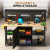 60 Inch Heavy Duty Workbench with Storage Cabinet, Wooden Top, 2000 lbs Capacity, Large Garage Work Table with Pegboard, Power Outlet - Image 2