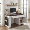 55" Modern Fluted Office Desk with Storage Cabinet & Drawers, Computer Writing Desk with Power Outlet, Pegboard, Built-in Shelves and Keyboard Tray for Study, Living Room, Home Office - Image 8