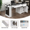 55" Modern Fluted Office Desk with Storage Cabinet & Drawers, Computer Writing Desk with Power Outlet, Pegboard, Built-in Shelves and Keyboard Tray for Study, Living Room, Home Office - Image 4
