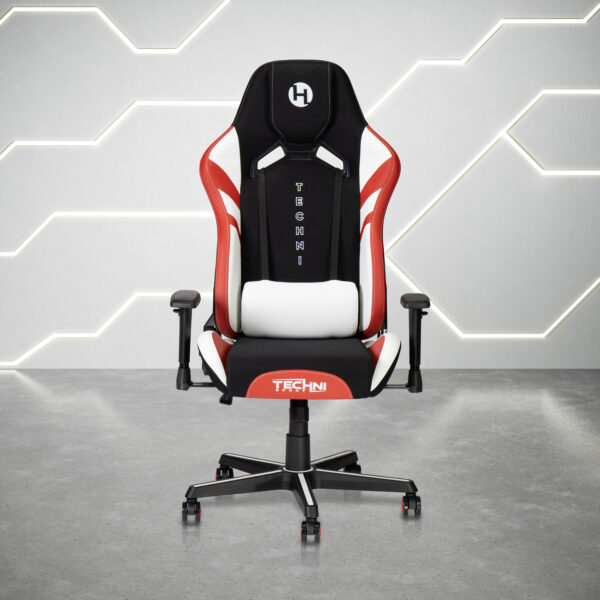 Techni Sport TSF72 Echo Gaming Chair - Black with Red & White