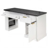 55" Modern Fluted Office Desk with Storage Cabinet & Drawers, Computer Writing Desk with Power Outlet, Pegboard, Built-in Shelves and Keyboard Tray for Study, Living Room, Home Office - Image 11