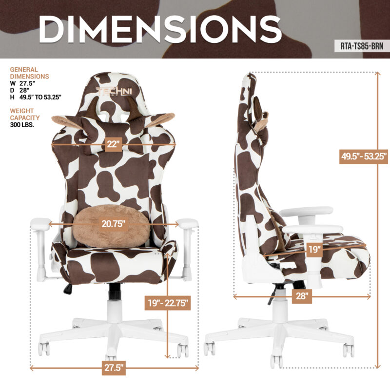 Techni Sport TS85 Brown COW Series Gaming Chair - Image 2