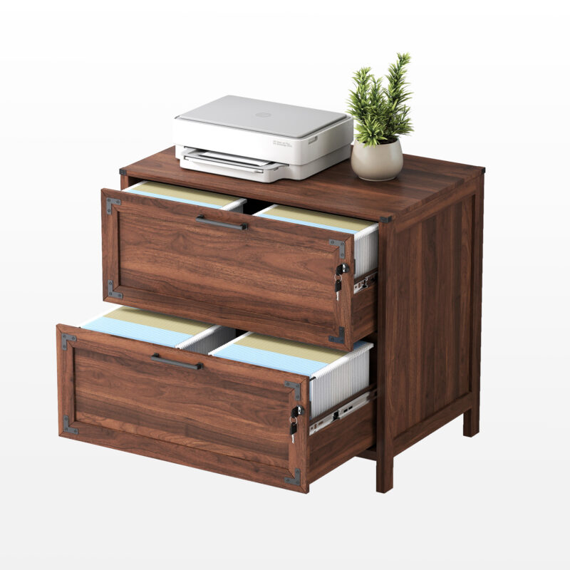 2 Drawer Farmhouse File Cabinet,Filing Cabinet with Lock for Home Office - Image 9