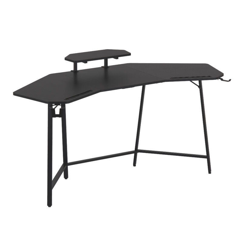 Techni Sport TS98D Gaming Desk with Shelf & Accessory Holders, Black - Image 7