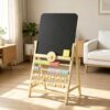 Educational Art Easel with Double-Sided Chalkboard,Kids' Easel,Interactive Toddler,All-in-One Learning Center for Toddlers with Chalkboard, Beads