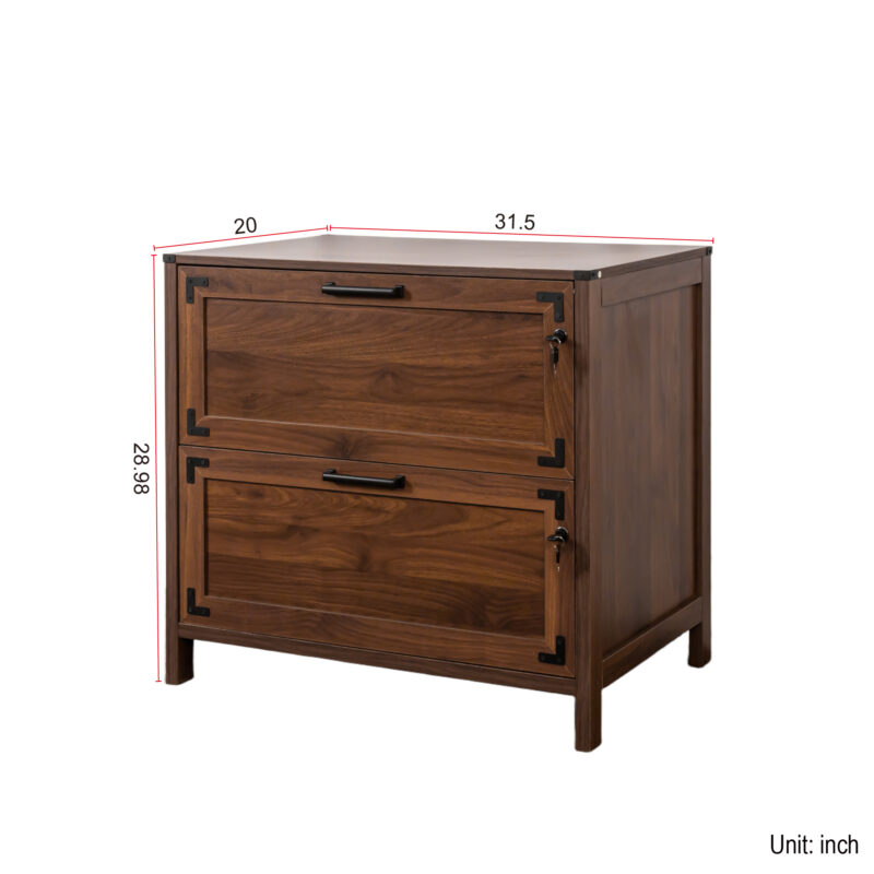 2 Drawer Farmhouse File Cabinet,Filing Cabinet with Lock for Home Office - Image 6