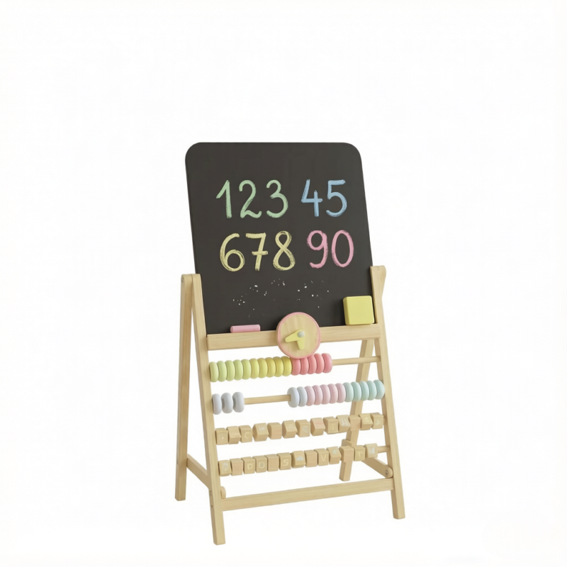 Educational Art Easel with Double-Sided Chalkboard,Kids' Easel,Interactive Toddler,All-in-One Learning Center for Toddlers with Chalkboard, Beads - Image 5
