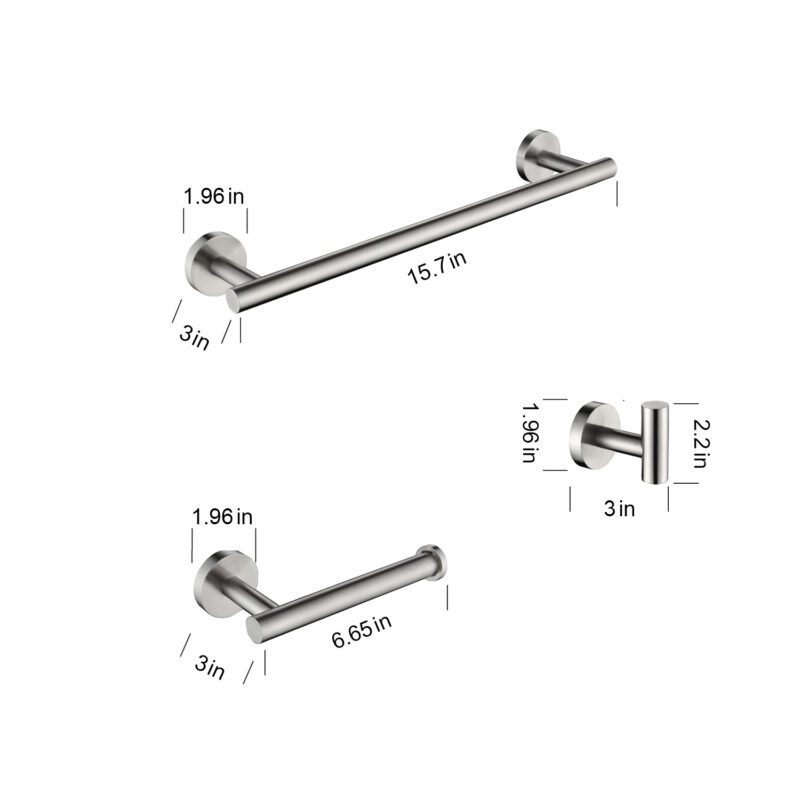 3-Piece Bathroom Hardware Set, SUS304 Matte Black - Image 7
