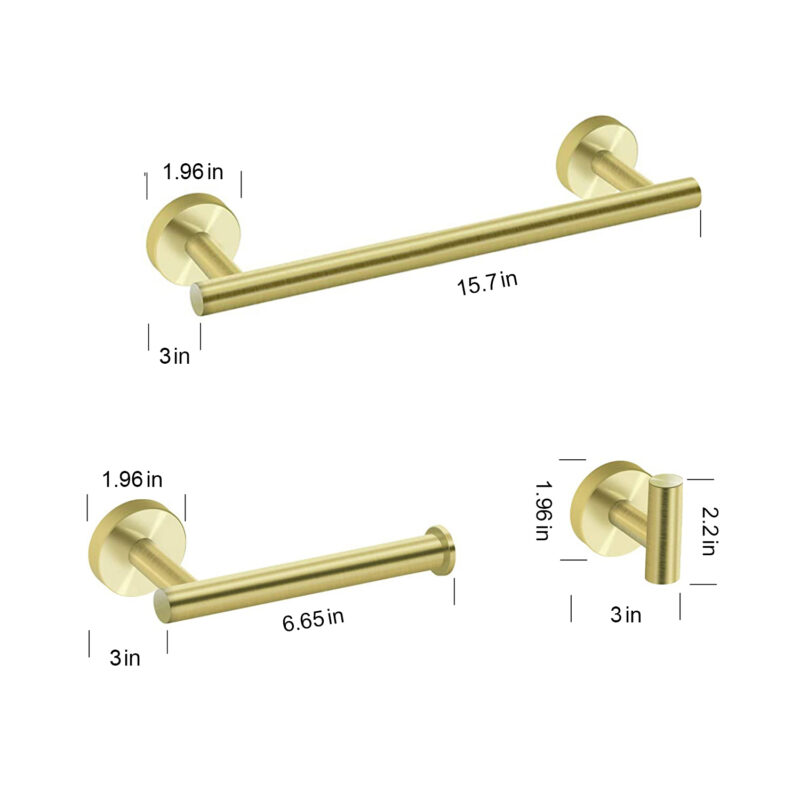 3-Piece Bathroom Hardware Set, SUS304 Matte Black - Image 12