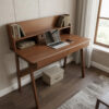 100% Solid Wood Desk Writing Computer Desk Mid Century Modern Home Office Table with Drawer for Bedroom - Image 2