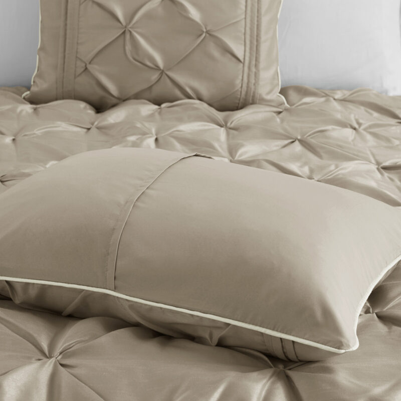 7 Piece Tufted Comforter Set, Cal King Taupe - Image 12
