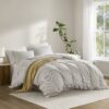 Linen Blend Duvet Cover Set, Cal King Striped - Image 13