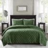 3 Piece Velvet Quilt Set, Full Queen Green - Image 9