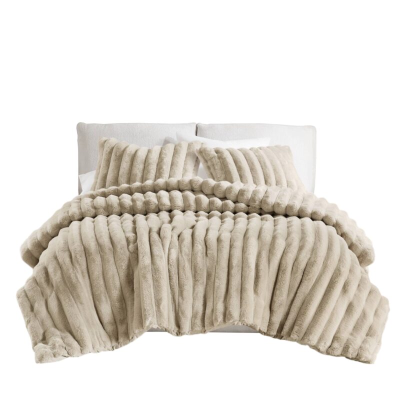 Soft Faux Fur Comforter, 3-Piece Full Queen - Image 9