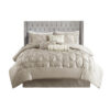 7 Piece Tufted Comforter Set, Cal King Taupe - Image 4