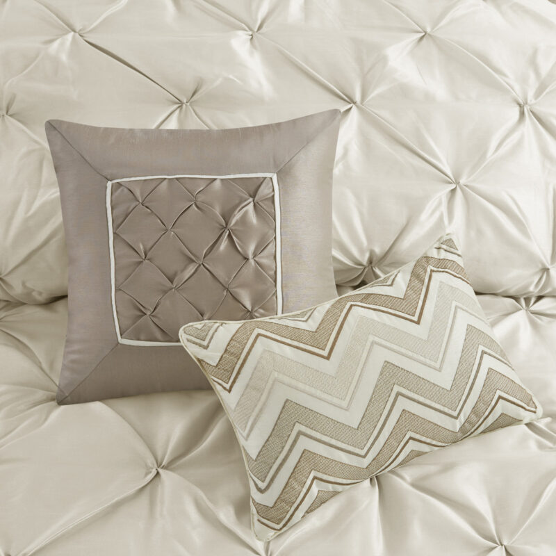 7 Piece Tufted Comforter Set, Cal King Ivory - Image 10