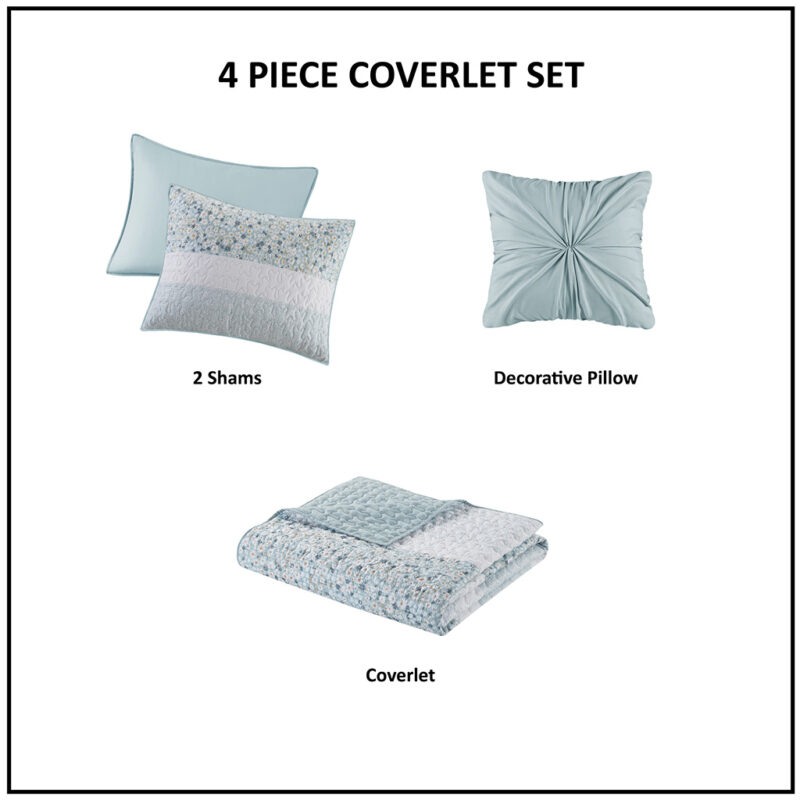 King Seersucker Quilt, 4-Piece w/ Throw Pillow - Image 3
