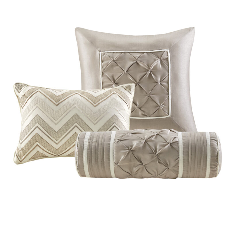 7 Piece Tufted Comforter Set, Cal King Ivory - Image 8