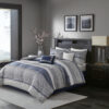 7 Piece Jacquard Comforter Set, Navy Queen - Image 15