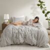 Linen Blend Duvet Cover Set, Cal King Striped - Image 12