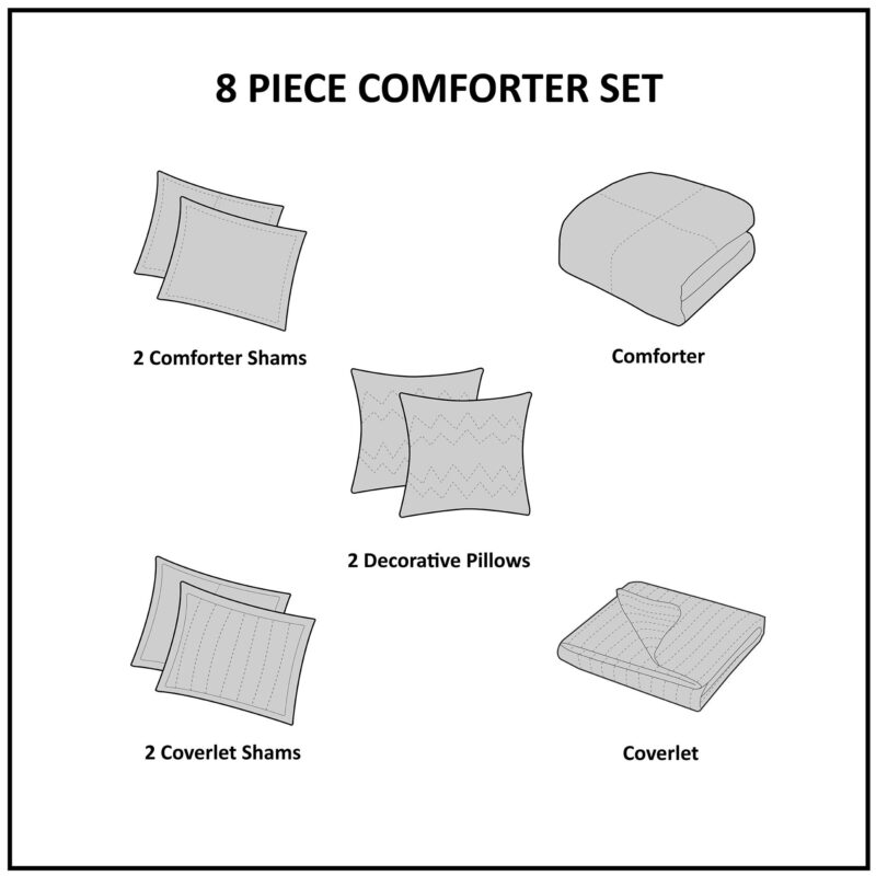 Comforter & Quilt Set, 8 Piece Navy Full Queen - Image 15