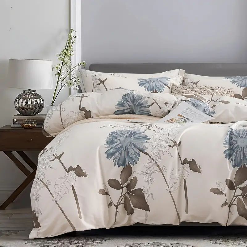 4cdf4d035ac4aa61a5dcd903be28cb2f Twin Size Duvet Cover, Big Flower Floral Print - Image 1