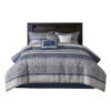 7 Piece Jacquard Comforter Set, Navy Queen - Image 4