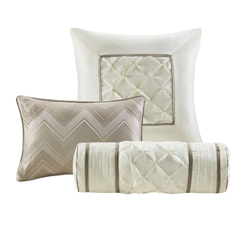 7 Piece Tufted Comforter Set, Cal King Taupe - Image 6