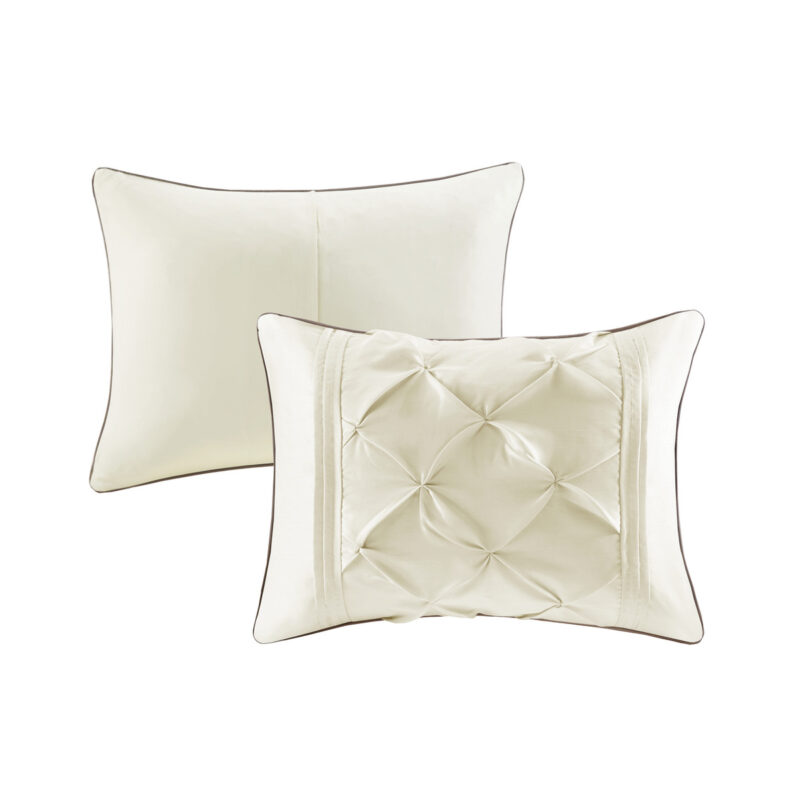 7 Piece Tufted Comforter Set, Cal King Ivory - Image 7