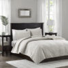3 Piece Velvet Quilt Set, Ivory Full Queen