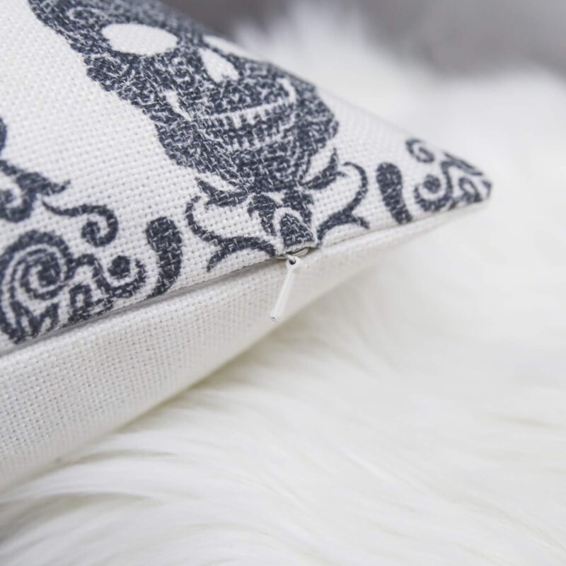 Skull Throw Pillows, Gothic Damask Set of 2 - Image 4