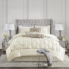 7 Piece Tufted Comforter Set, Cal King Ivory